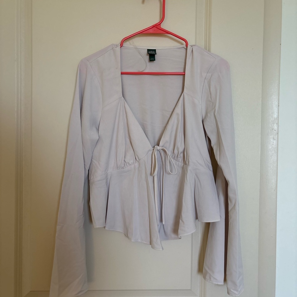 wild fable light mauve V-neck Tie-Front Blouse